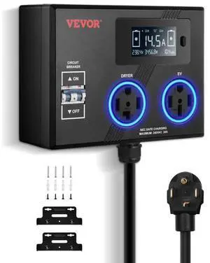 NEMA Splitter for Dryer and EV NEMA 14-30P 14-30R/14-50R 3.4'' LCD Screen