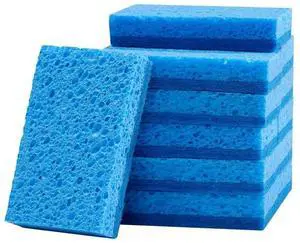 VEVOR Sponges, 12 Pcs Durable Natural Kitchen Sponges with Cellulose & Scrub Pad, Easy-to-Rinse Cleaning Sponges with Honeycomb Structure & Quick Water Absorption, Fit for Home Cleaning