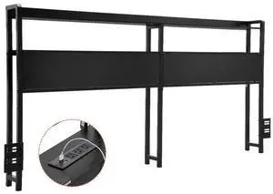 VEVOR Headboard for King Size Bed, Adjustable Height Headboard with 2 Shelves Storage, Freestanding Head Board with Charging Station and LED Light for Different Bed Frames, Easy Assembly, Black