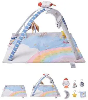 VEVOR Baby Play Gym Mat Tummy Time Activity Mat with 6 Sensory Toys 35.0" x 35.0"