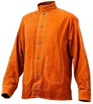 VEVOR Flame-Resistant Welding Jacket Heavy Duty Leather Welding Safety Jacket L Size