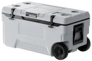 VEVOR Portable Cooler 74 QT Insulated Wheeled Cooler 120 Can Capacity with Cup Holder