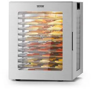 VEVOR Food Dehydrator Machine, 12 Stainless Steel Trays, 850W Electric Food Dryer with Adjustable Temperature & 24-Hour Timer, Freeze Dryer for Jerky, Meat, Fruit, Vegetables, Herbs, Dog Treats