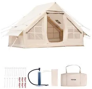 VEVOR Inflatable Tent for Camping 3-5 Person Glamping Tent with Pump Easy Set up