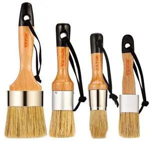 VEVOR Chalk Wax Paint Brush 4 Piece Furniture Paint Brushes for Painting & Waxing