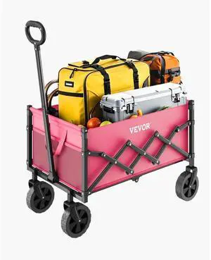 VEVOR Outdoor Collapsible Wagon Carts 120L& 225LBS Heavy Duty Folding Garden Cart Pink