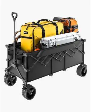 Extended Folding Wagon Carts 300L&450LB Heavy Duty Collapsible Long Garden Cart