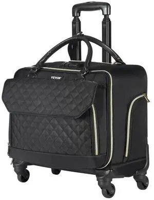 VEVOR Rolling Laptop Bag 17.3 Inch Wheeled Computer Bag for Women & Men Black Gold