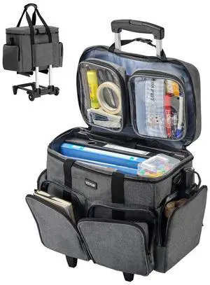 Rolling Laptop Bag 15.6 Inch Wheeled Computer Bag for Teacher Women & Men Gray