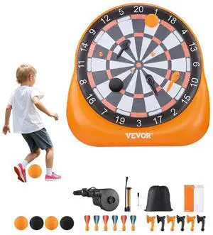 Inflatable Soccer Dart Board over 6 ft with 4 Kick Ball 6 Darts 6 Axe Pump