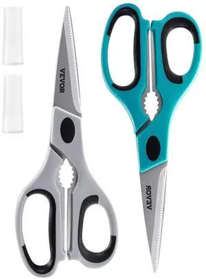 VEVOR Kitchen Scissors 2 Pack Stainless Steel Kitchen Cooking Shears Cyan+Grey