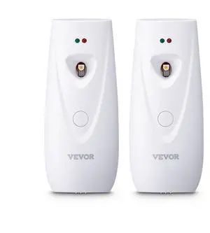 VEVOR Automatic Air Freshener Spray Dispenser, 2-Pack, Wall Mounted or Free Standing, Battery Operated, Multiple Time Settings for Home, Indoor, Bathrooms, Offices, Hotels, Commercial Places, White VEVOR Automatic Air Freshener Spray Dispenser, 2-Pack, Wall Mounted or Free Standing, Battery Operated, Multiple Time Settings for Home, Indoor, Bathrooms, Offices, Hotels, Commercial Places, White