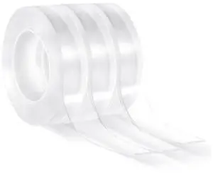 VEVOR Double Sided Tape Heavy Duty, 16 ft Nano Mounting Tape(3 Pack), Strong Adhesive & Reusable, Clear Two Sided Wall Tape, Removable Poster Picture Hanging Strips for Home Office Car Outdoor Use