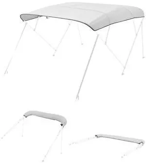 4 Bow Boat Bimini Tops 96"Lx(97"-103")W Awning Top Replacement Light Grey