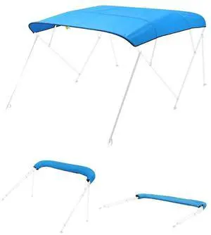 4 Bow Boat Bimini Tops 96"Lx(97"-103")W Awning Top Replacement Pacific Blue