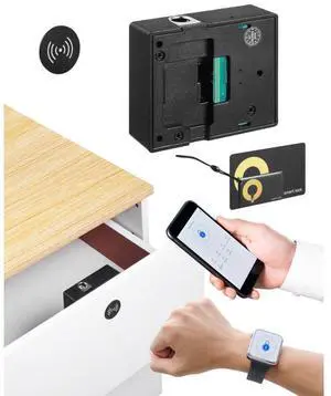 VEVOR  Electronic Cabinet Lock, 4-in-1, Smart Cabinet Lock with 3*AAA Accumulator, Easy-to-install Hidden Cabinet Lock with APP Smart Management, Fits for Various Wooden Cabinets