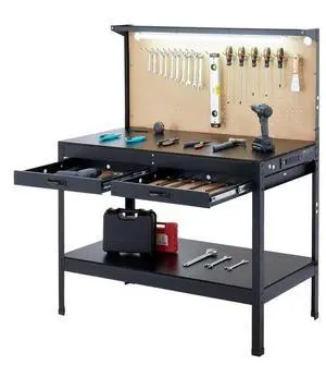 VEVOR  Workbench 242.5 lbs 47.2-inch Heavy Duty Workbench with Pegboard Outlets