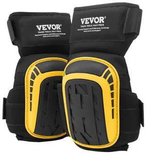 VEVOR Knee Pads for Work, Extended Heavy Duty Construction Knee Pads with 2 Extension Straps, Anti-slip Foam Gel Knee Pads, Men & Women, for Gardening Flooring Roofing and Cleaning, Yellow and Black