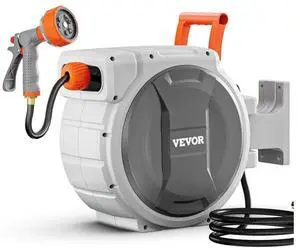 VEVOR Retractable Garden Hose Reel 1/2 Inch x 84 ft Wall Mounted Garden Hose Reel