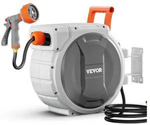 VEVOR Retractable Garden Hose Reel 1/2 Inch x 145 ft Wall Mounted Garden Hose Reel