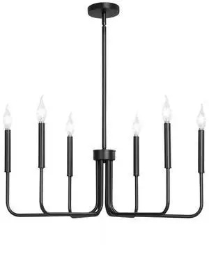 VEVOR 6-Light Chandelier Black Modern Chandelier Adjustable Height for Ceilings