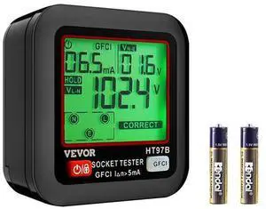 VEVOR  Outlet Tester Electrical GFCI Trip Tester LCD Display Receptacle Detector