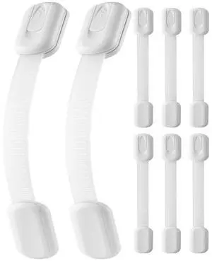 VEVOR Child Safety Strap Locks 8 Pcs 3M Adhesive Cabinet Drawer Door Cupboard Latches
