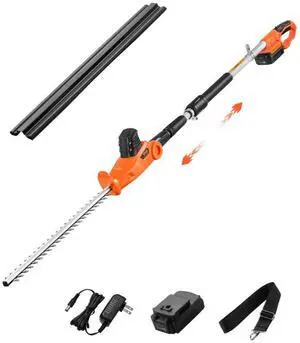 VEVOR Cordless Electric Hedge Trimmer 20V 1200RMP with 20in Blade Extendable Trimmer