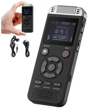 VEVOR Digital Voice Recorder 128GB Voice Activated Audio Recorder with Playback USB