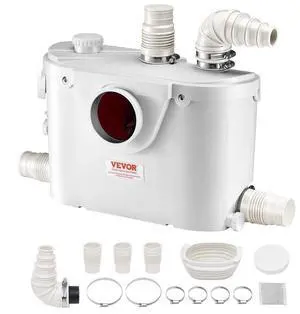 VEVOR Macerator Pump 500W 29 GPM Flow 26 ft Head Lift Pump for Toilet Basement Sink