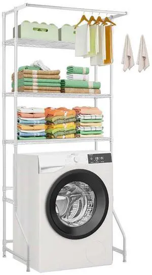 VEVOR Over Washer and Dryer Storage Shelf Single Row 3 Tiers Washer Rack White