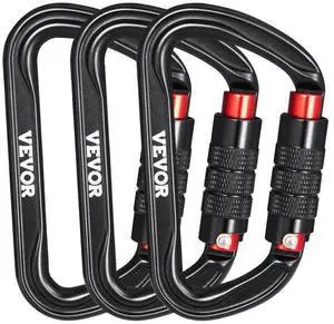 VEVOR 3 PCS Auto Locking Carabiner Clips Heavy Duty 30 KN for Climbing Hiking