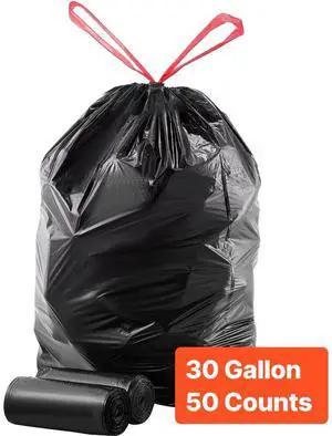 VEVOR Drawstring Trash Bags Tall Kitchen Bags 30 Gallon 50 Count Garbage Bag