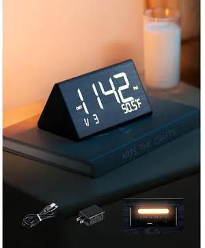 VEVOR  Digital Alarm Clock with Dual Alarm USB Night Light Desktop Clock Black