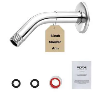 VEVOR Shower Head Arm with Flange 6 Inches Wall Mounted Stainless Steel Chrome Finish