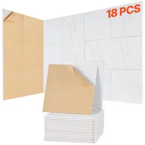 VEVOR 18 Pack Acoustic Wall Panels 11.8 x 11.8 x 0.4 inch Self-Adhesive White