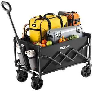 VEVOR Collapsible Wagon Carts 120L & 225LBS Heavy Duty Folding Garden Cart Black