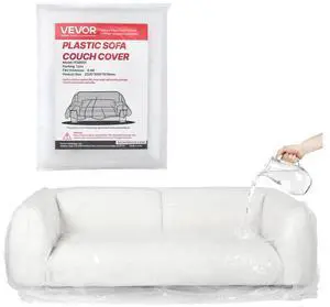 VEVOR Plastic Couch Cover 4 Mil Clear Thicker Couch Cover for Moving 92 x 62 x 42 inch