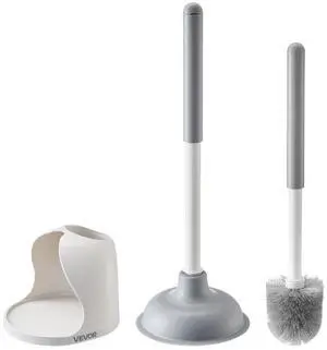 VEVOR Toilet Brush and Plunger Set with PP Handle for Bathroom Deep Cleaning