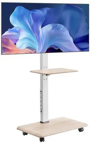 VEVOR Rolling TV Stand, Mobile TV Cart for 32-70 Inch Screens, 25° Left-Right Rotation and Height Adjustable TV Mount with Tray, Holds up to 88 lbs for Corner, Bedroom, Outdoor, Max VESA 600x400mm