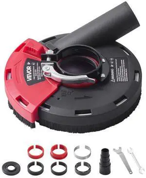 VEVOR Grinding Dust Shroud for Angle Grinder, Universal 4-5 in, Surface Grinder Dust Shroud with 6 Clamping Washers, Connect to Vacuum Cleaner, Suitable for Grinding Wood Concrete Wall Stone