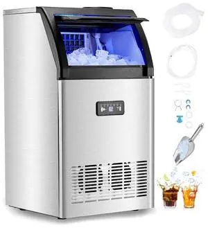 VEVOR Commercial Ice Maker Freestanding Cabinet Machine 130lbs/24H 55 Ice Cubes