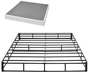 VEVOR Box Spring, King Size Bed Frame with Washable Fabric Cloth, Heavy Duty Metal Frame for King Bed, 9 in Mattress Foundation, 3500 lbs Max Weight Capacity, Easy Assembly, 79.1 L x 75.8 W x 9.1 H in