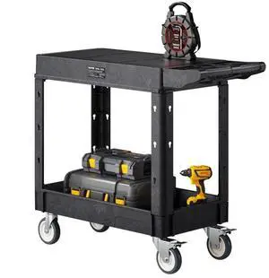 VEVOR 2-shelf Utility Cart 550 lbs 31.3 x 17.7-inch Service Cart with Wheels