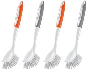 VEVOR Dish Brush 4 Pack Kitchen Scrub Brushes with PP Handle 2 Gray + 2 Orange