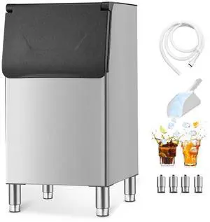 Commercial Ice Maker Storage Bin 300lbs Capacity Business Ice Storage Bin,Stainless Steel Ice Storage Bin with Single-Stage Filter and Adjustable Anti-Slip Rubber Feet, Suitable for Restaurant and Ho