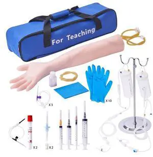 VEVOR Phlebotomy Practice Kit, IV Venipuncture Intravenous Training Kit, High Simulation IV Practice Arm Kit with Carrying Bag, Practice and Perfect IV Skills, for Students Nurses and Professionals