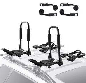VEVOR Kayak Roof Rack 2 Pairs J-Bar, Soft Roof Rack Quick Folding, Top Mount Tie Down, Carrier for kayak, Surf Board, Canoe, SUP, Ski Board, Mount on Car, SUV, Truck, 2 Kayaks VEVOR Kayak Roof Rack 2 Pairs J-Bar, Soft Roof Rack Quick Folding, Top Mount Tie Down, Carrier for kayak, Surf Board, Canoe, SUP, Ski Board, Mount on Car, SUV, Truck, 2 Kayaks