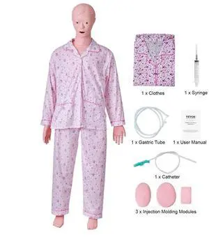 VEVOR Nursing Training Manikin, Female Life Size Demonstration Human Manikin for Nursing Training, Multifunctional Education Teaching Model Supplies, PVC Anatomical Mannequin Body Care Simulator Model