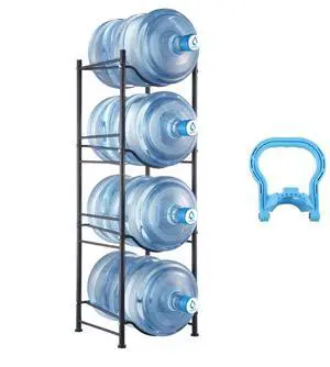 VEVOR 4 Tiers Water Jug Holder Single Row Water Bottle Rack for 4 Bottles, Heavy Duty Water Dispenser Rack with 4 Slots for Gallon Jugs, Detachable Water Storage Shelf Organizer for Home Living Room